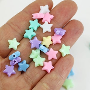 Pastel Star Beads - 11mm Pastel Shimmer 3D Star Acrylic or Resin Beads –  Delish Beads