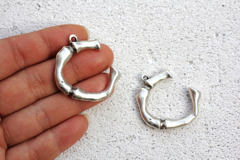 Gold Silver Rose Gold 40mm Metal Letter Charm Bamboo Initial C Pendant Alphabet Pendants 1 pc GPL-3C