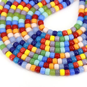Perline di vetro colorate a forma di barile da 8 mm x 6 mm, 1 filo, 50 pezzi / PGB8-99