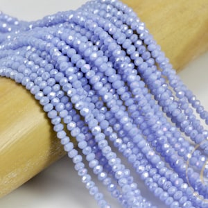 2mm Flashy Blue Crystal Beads, Faceted Rondelle Crystal Glass Beads / CB2-17