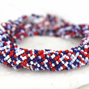 1 Meter Red Blue White Mix Multicolour Seed Bead Strands, 11/0 (2.2mm) Colorful Czech Seed Beads / GSB11-937
