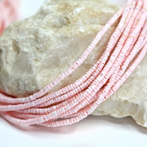 3mm Matte Shell Heishi Beads, Baby Pink Irregular Shell Disc Beads 1 Strand 16&quot; Inches / SHM3-06