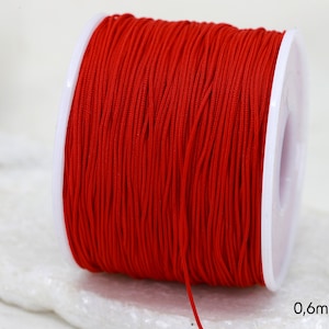 0.6mm Red Braided Nylon Knotting DIY Macrame Cord / 1 Roll 130 Meters / KMC-607
