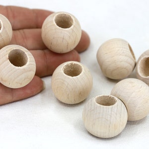 24mm Round Natural Beige Unwaxed Raw Wood Beads 10 pcs / WBU-08