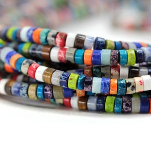 Rainbow Jasper Heishi Beads, 4mm Heishi Disc Rondelle Natural Bead / NSH-45