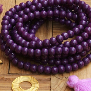 Perles de verre violettes 6 mm, billes de verre rondes lisses en vrac / GB6-22