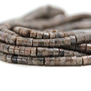 Brown Labradorite Heishi Gemstone Bead, 4mm Heishi Disc Rondelle Natural Bead / NSH-37