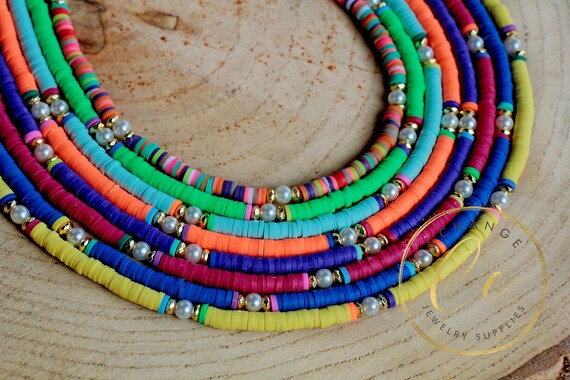 4mm Heishi Necklaces, Rainbow Surfer Glass Pearl Necklace, African Vinyl  Disc Beads Necklace, Tribal Jewelry, Bulk Heishi Necklaces -  Denmark