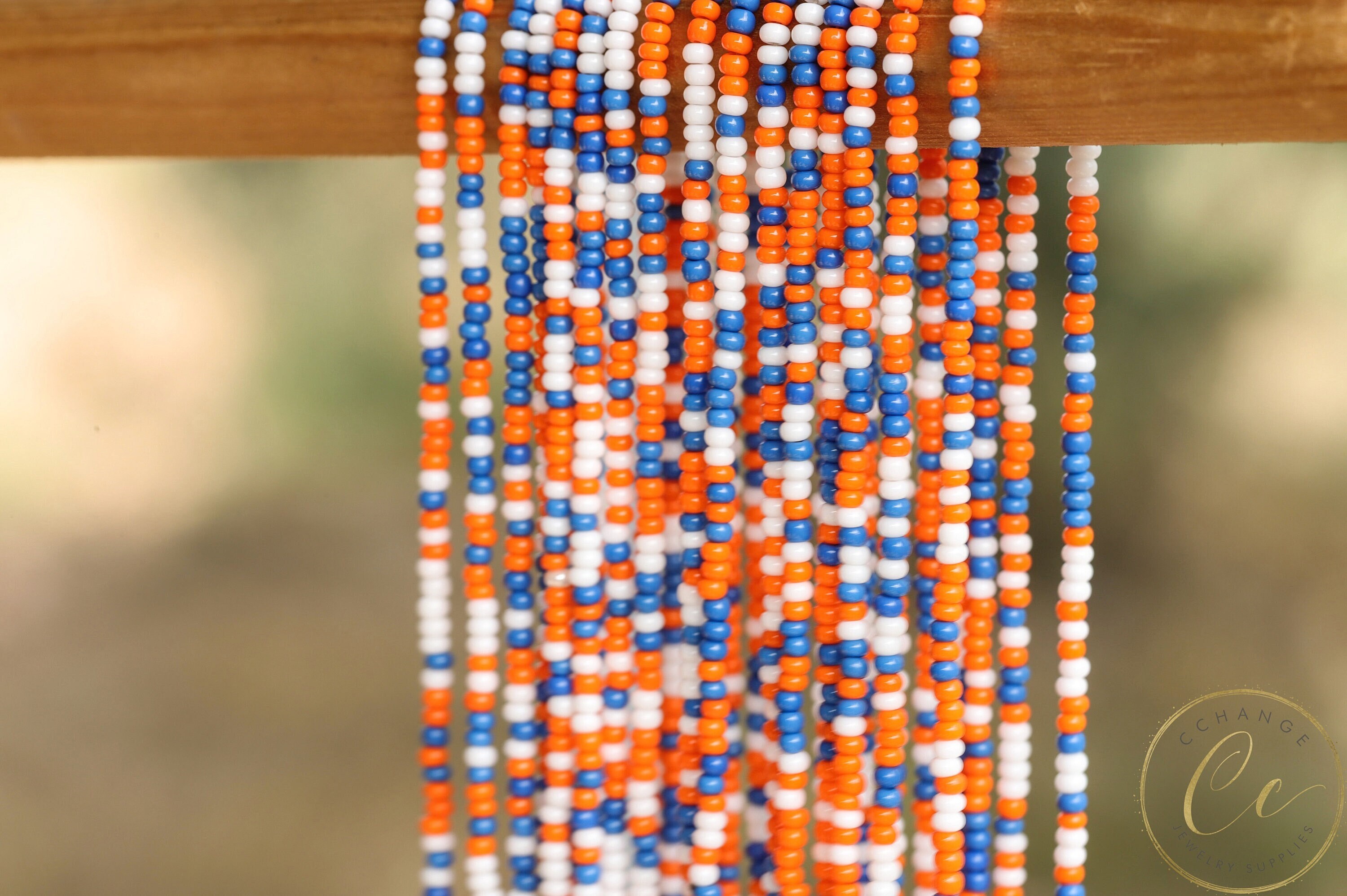 Multicolour Strands 1 Meter Orange Blue Mix Multicolour Seed Bead Strands, 11/0 (2.2mm ...