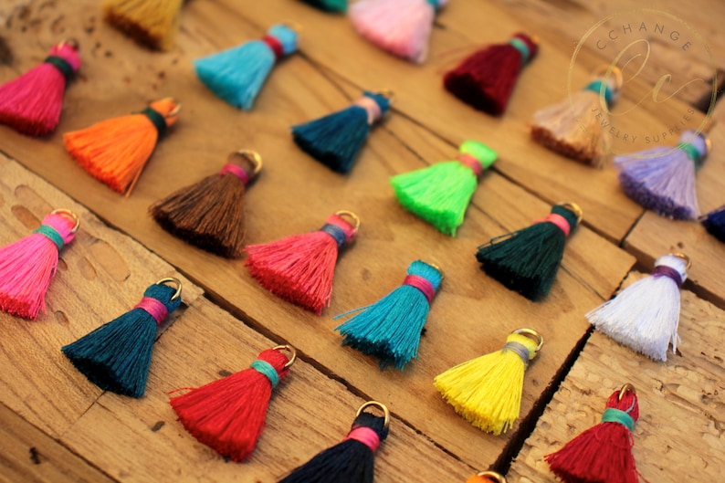Decorative Tassel 10 pcs T25CJ-05 Red Mini Tassels 2.5cm Boho Style Earring Tassels