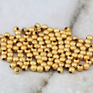 4mm Metal Ball Sphere Spacer Bead 25 pcs GPY-374 Gold Plated Round Bead