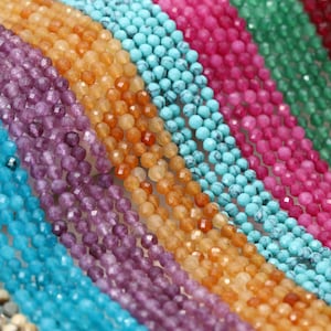 3.5mm Bulk Faceted Round Natural Stones, 41 Different Gemstone Beads 5 Full Strands / NSF3-99