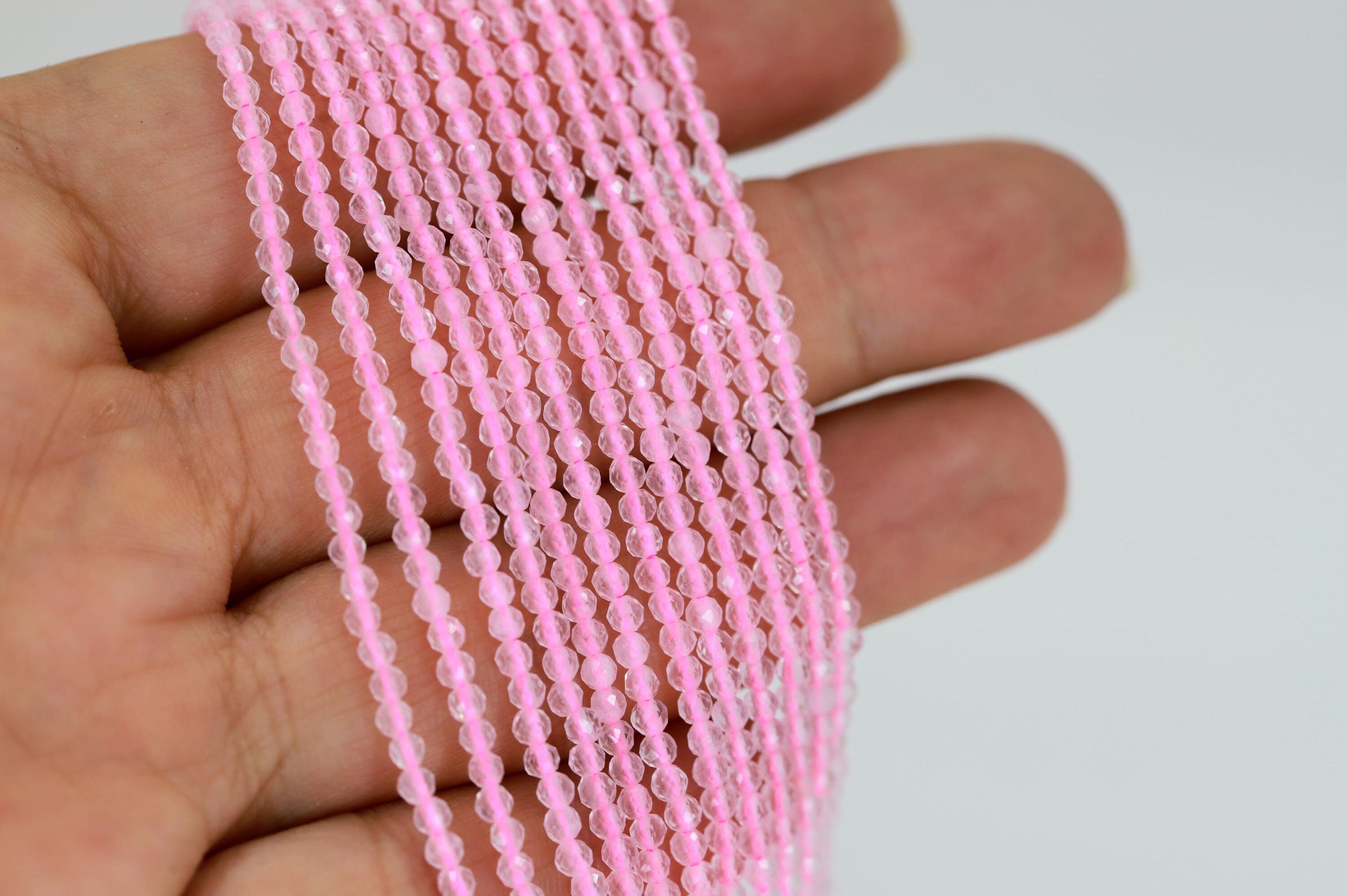 2.5mm Pink Quartz Faceted Round Gemstone Beads / NSF25-14