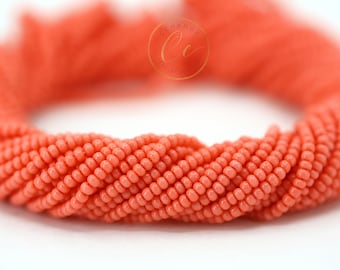 Coral Seed Beads, 11/0 (2.2mm) Czech Seed Beads 1 Full Hank / GSB11-P08