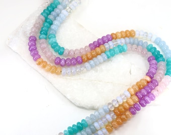 5 x 8 mm Rondelle Perles de jade multicolores mélangées avec pierres précieuses / RNS5-57a
