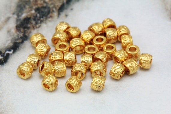 4mm Gold Plated Rondelle Spacer Bead, Brass Tiny Beads 15 Pcs/Gpy