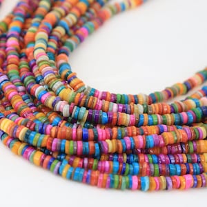 Natural Shell Multicolor Heishi Disc Beads, 1 Strand 16" inches (6-7mm) / SHS6-01