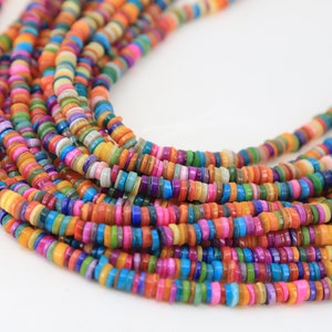 Natural Shell Multicolor Heishi Disc Beads, 1 Strand 16&quot; inches (6-7mm) / SHS6-01