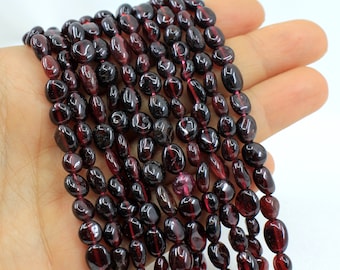 5-8mm Natural Red Garnet Nugget Gemstone Beads, 1 Strand 15" Inches / PNB-04
