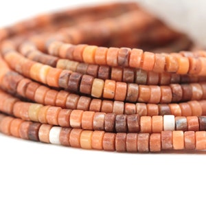 Orange Jasper Bead, 4mm Heishi Disc Rondelle Natural Bead / NSH-35