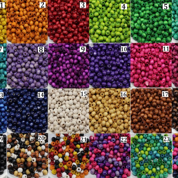 Bulk 7mm Round Wood Beads, Natural Wood Dyed Beads 250 pcs, Select Your Colours! / WBR7-99