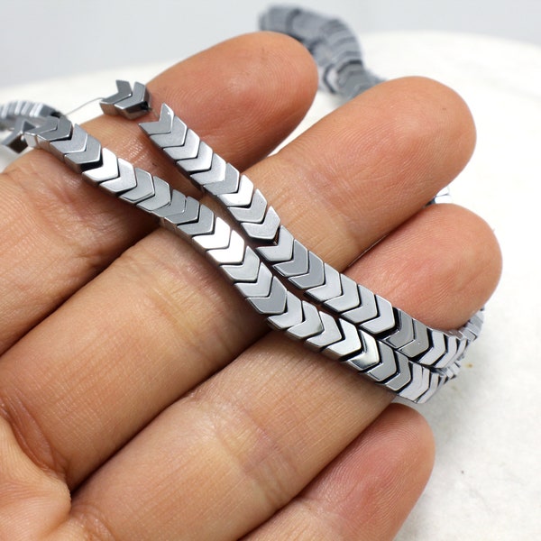 4mm Silver Chevron Hematite Beads, 1 Strand 170 pcs / HBY-082