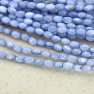 5mm x 3mm Lilac Blue Rice Shell Beads, Mini Oval Mother Of Pearl Beads / SHLR-14