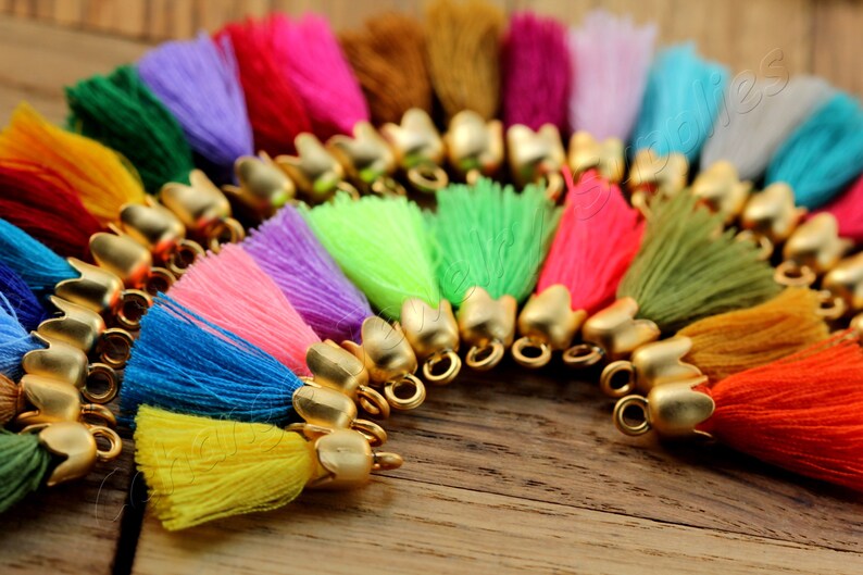Purple Cotton Tassel with Gold Cap Decorative Tassel 5 pcs T25TC-72 2.5cm Jewelry Earring Tassel