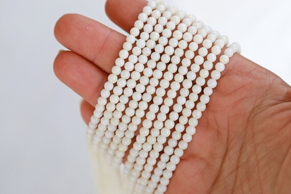 4mm Natural White Coral Round Ball Beads, 1 Strand 15" Inches / CRL-W04