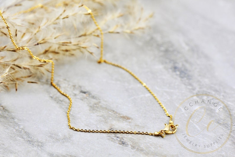 Finished Necklace Chain Gold Plated Brass 1.3mm Cable Chain 14 16 18 20 24 30 34 CHNF-G17
