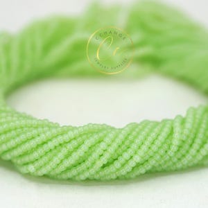 Pastel Green Transparent Seed Beads, 11/0 (2.2mm) Czech Seed Beads 1 Full Hank / GSB11-M130