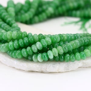 5x8mm Rondelle Green Jade Beads, 1 Full Strand Heishi Colored Jade Beads / RNS5-15