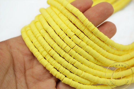 4mm Yellow Heishi Disc Beads  4mm Heishi Polymer Clay Beads