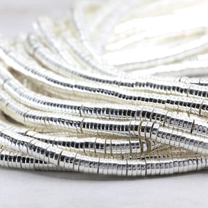 4mm Hematite Heishi Disc, Silver Rondelle Hematite Bead 1 Strand 150 Beads / HBY-101