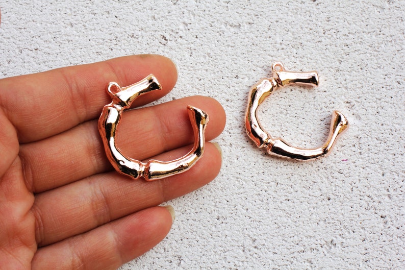 Gold Silver Rose Gold 40mm Metal Letter Charm Bamboo Initial C Pendant Alphabet Pendants 1 pc GPL-3C
