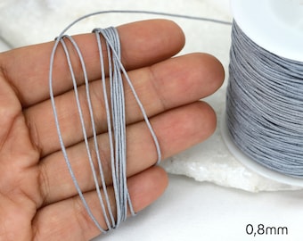 Cordon de macramé bricolage en nylon tressé gris de 0,8 mm - 1 rouleau de 100 mètres / KMC-829