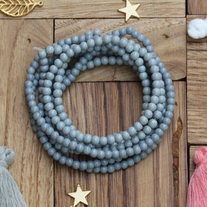 4mm Grey Glass Beads, Smooth Round Ball Glass Loose Beads / GB4-66