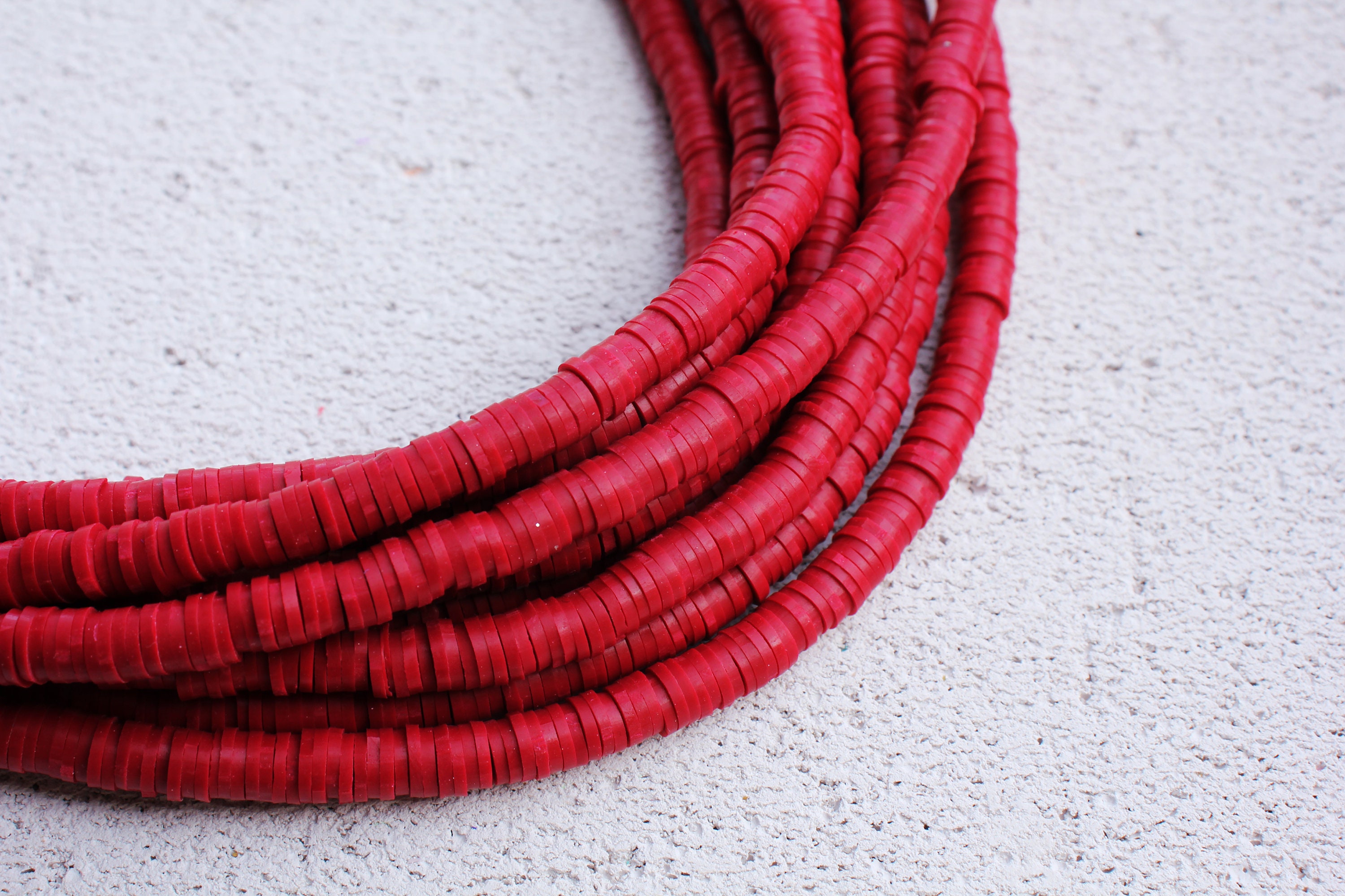 アクセサリー Make out Hill 6mm Maroon Heishi Disc Beads, Surfer Necklace Heishi Beads