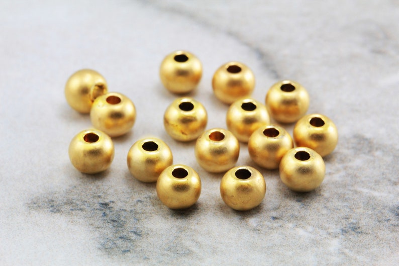 Ball Sphere Bead Findings GPY-008 Matte Gold Plated Loose Beads Metal Mini Spacer Beads 4mm x 5mm 25 pcs Gold Round Spacer Beads,