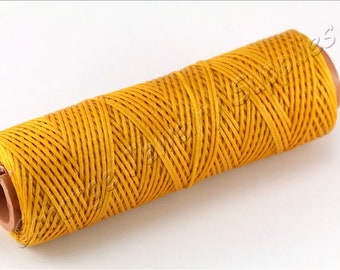 Mustard Yellow Wax Cord, 1mm Waxed Macrame Cord Thread Beading Cord 1 Roll 100 Meters / WX-18