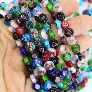 8mm Heart Murano Style Millefiori Flower Glass Beads / GBFM-16