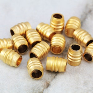 Gold Plated Barrel Bead, 6mm Brass Barrel Tube Spacer Bead 10 pcs / GPY-417