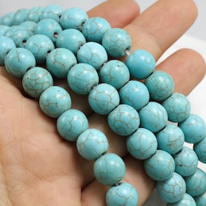 10mm Round Turquoise Howlite Beads, 1 Strand 15.5&#39;&#39; / HWL-T10