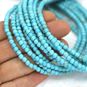 4mm Round Turquoise Howlite Beads, 1 Strand 15.5&#39;&#39; / HWL-T4