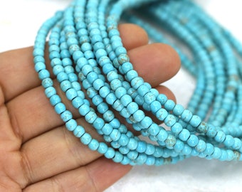 4mm Round Turquoise Howlite Beads, 1 Strand 15.5'' / HWL-T4