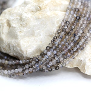 4mm Round Grey Dragon Agate Beads, 1 Full Strand 15.5&quot; Genuine Natural Loose Round Semi Precious Stones / NSR4-19