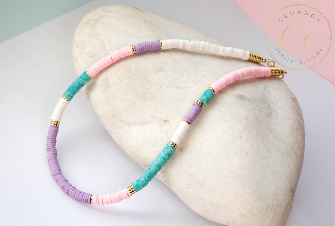 Collana Girocollo Boho Heishi In Stile Surfista, Perline A Disco, Vinile, Lunghezza Regolabile 40+5cm - 3
