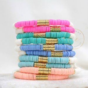 Stacking Heishi Bracelets, Gold Heishi Disc Beaded Bracelet, Bohemian Colorful Heishi Bracelet / Please ask for wholesale prices / HBB631