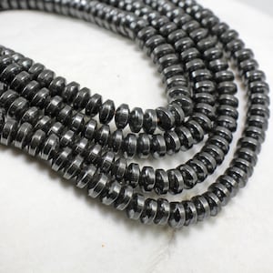 Black Rondelle Hematite Spacer Beads, 6x3.5mm, 1 Strand 120 pcs / HBY-016