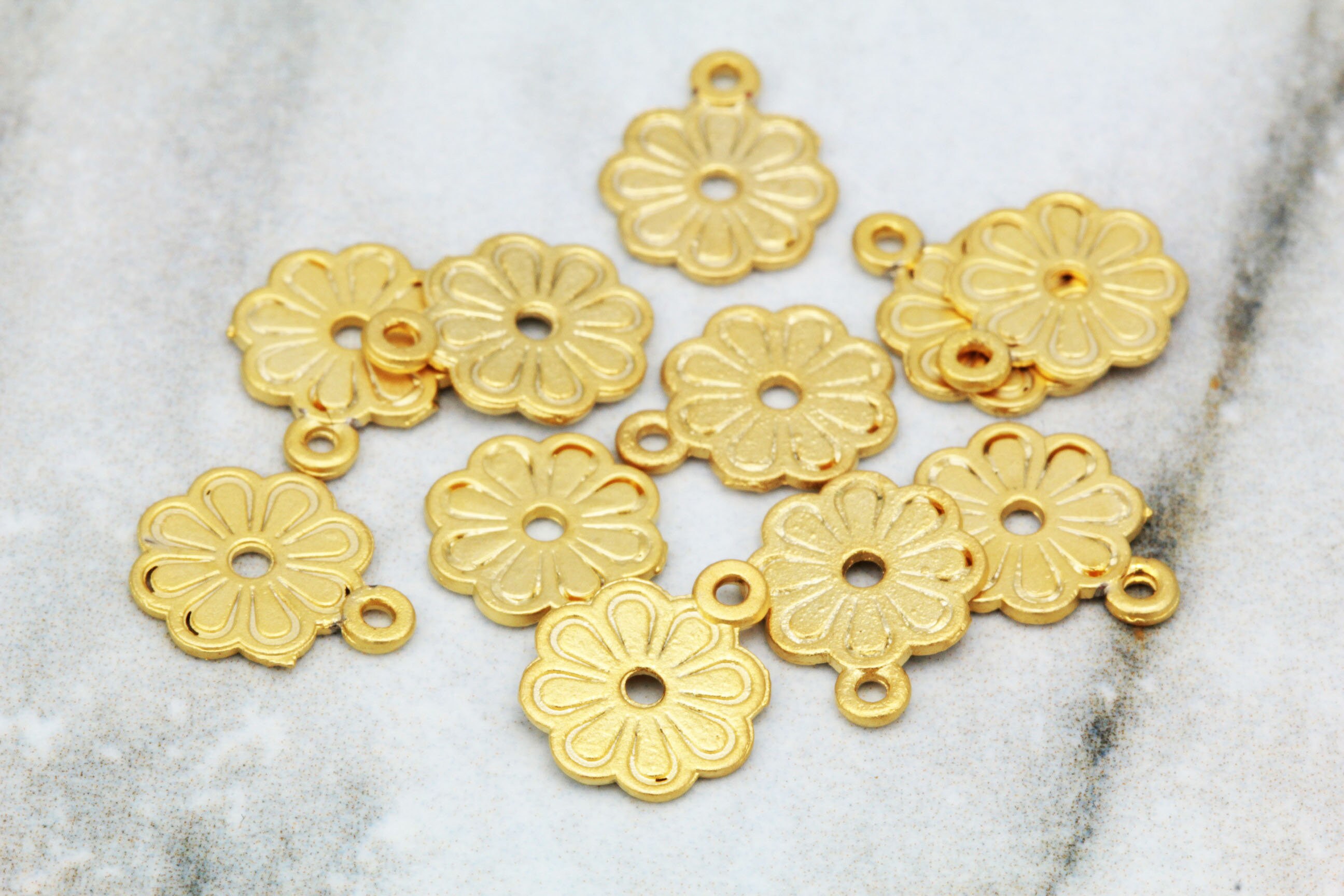 Gold Plated Daisy Pendant, 11mm Metal Tiny Daisy Flower